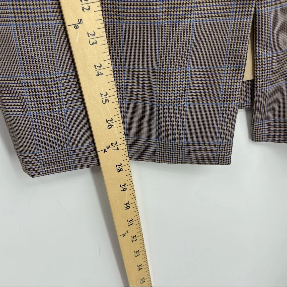 WAYF Goodwin‎ single breasted 1 Button Blazer Jacket check brown blue Sz S